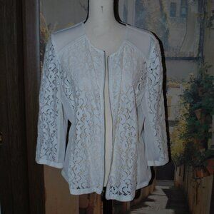 Chico's Off-white Zip-up Lacy Jacket - Chico's 2 (size L)